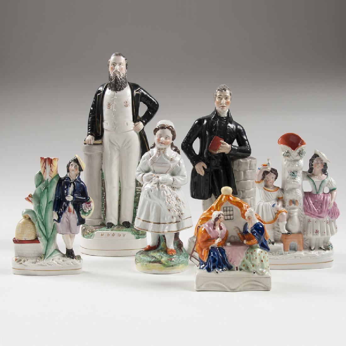 Staffordshire Figures and Vases, Lot of Six (1 of 2)