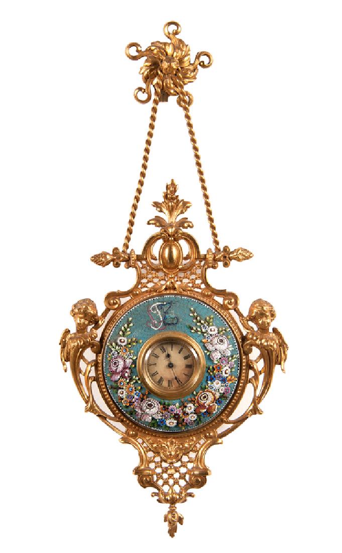 Micromosaic Gilt Hanging Clock (1 of 1)