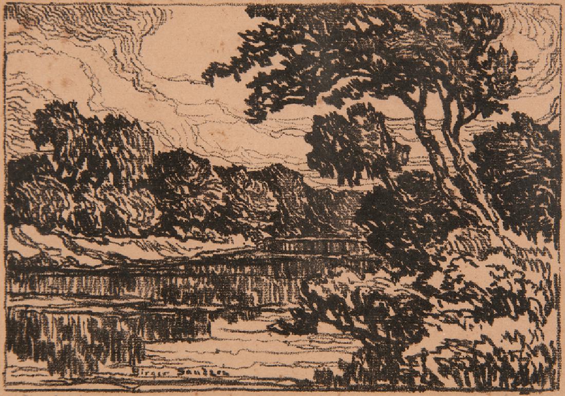 Sven Birger Sandzen (Swedish-American, 1871-1954): Summer early 20th century signed within plate and outside plate in pencil l.l. titled in pencil l.r. framed 7 x 10 in. (plate), 14 x 17.5 in. (frame)