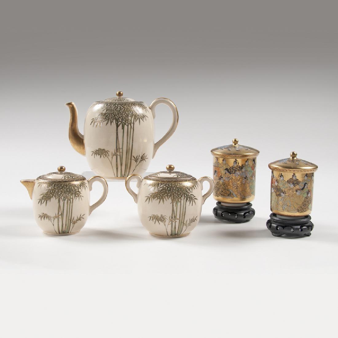 Satsuma Partial Tea Service and Lidded Jars, Lot of (1 of 8)