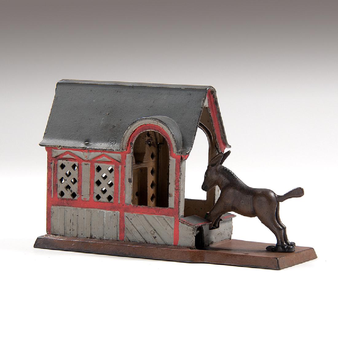 J. & E. Stevens Mule Entering Barn Mechanical Bank (1 of 3)