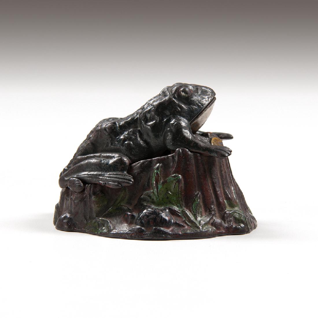 J. & E. Stevens Toad on Stump Mechanical Bank (1 of 5)