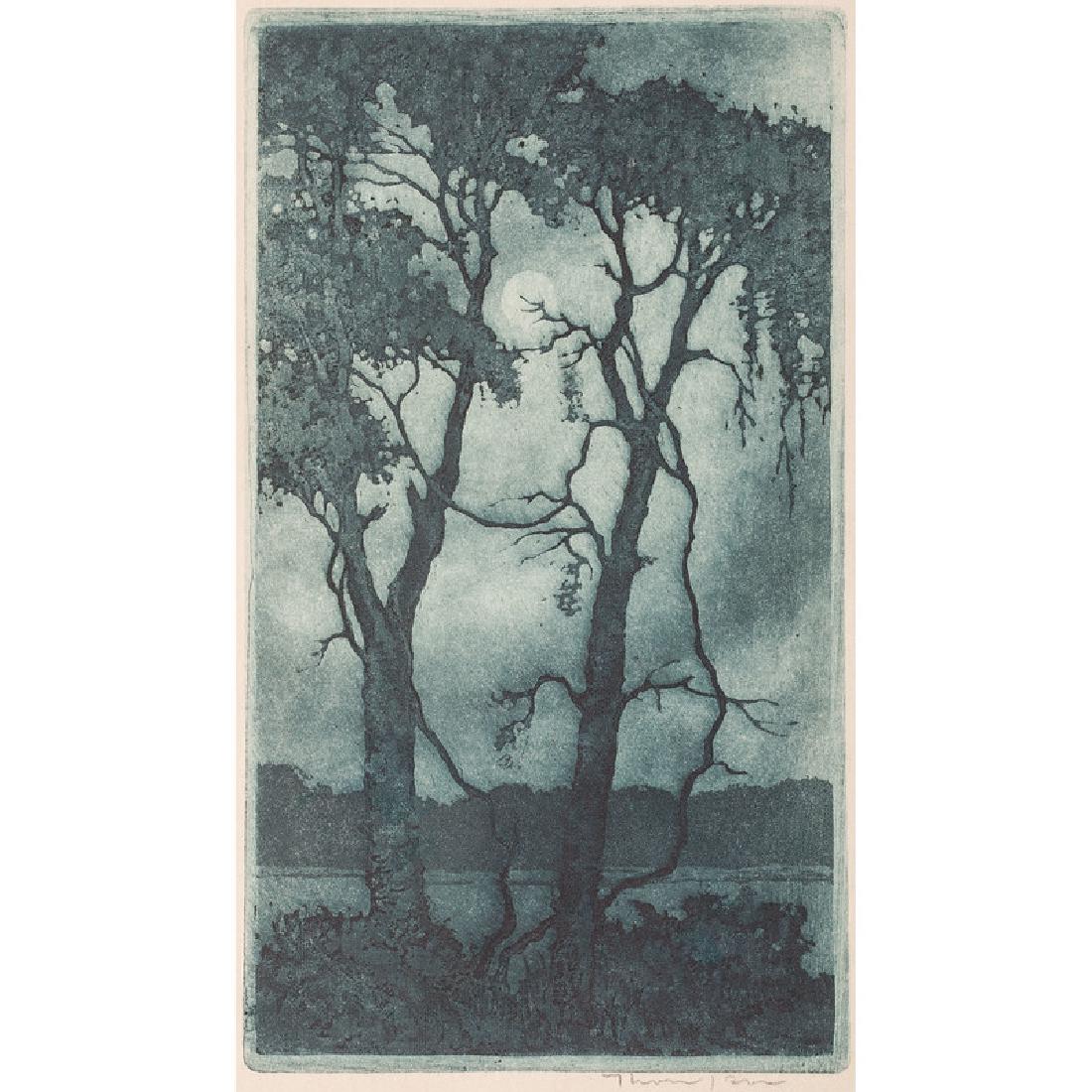 Floyd Leslie Thompson (American, 1889-ca 1963): Nocturne aquatint signed in pencil l.r. unframed 9 x 6.25 in. (sheet), 7 x 4 in. (plate)