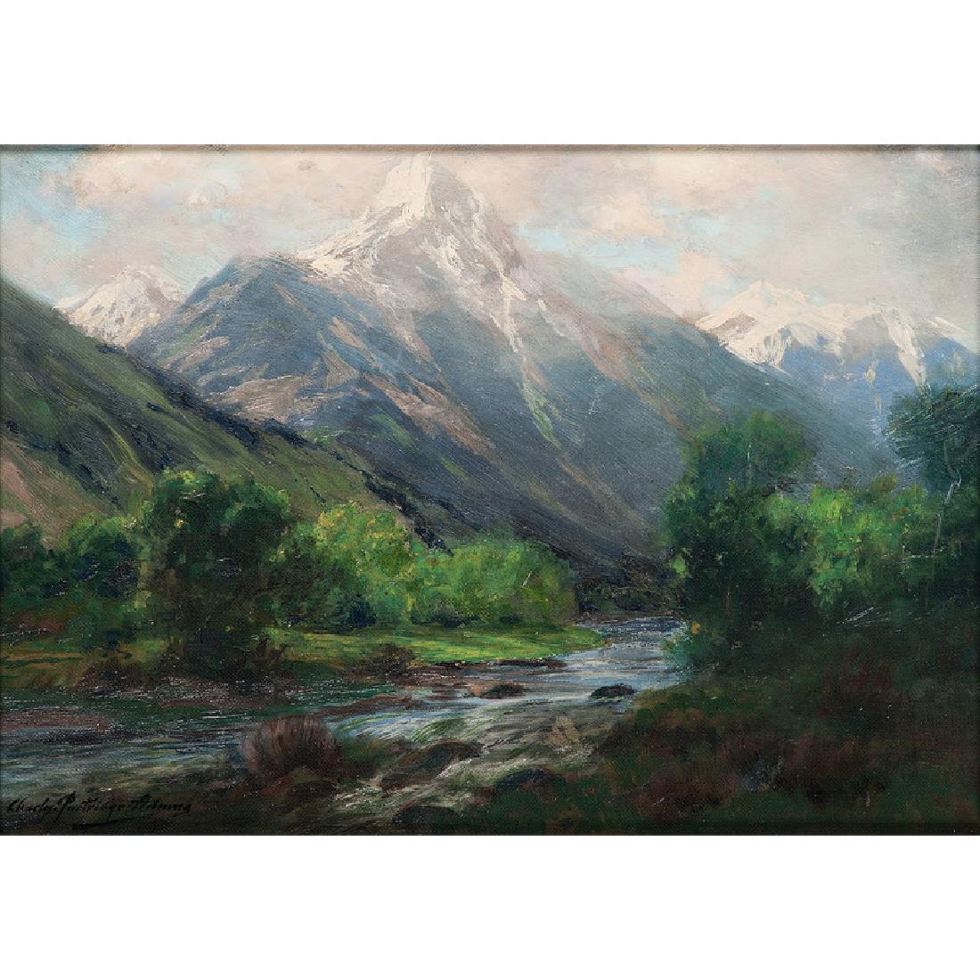 Charles Partridge Adams (American, 1858-1942): Morning in Spring oil on canvas signed l.l. titled on stretcher framed 9.5 x 13.5 in. (sight)