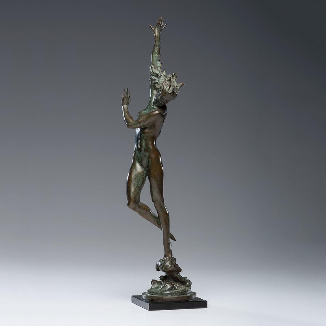 Harriet Frishmuth (American, 1880-1980): Crest of the Wave bronze signed, copyrighted, dated 1925, and Roman Bronze Works, Inc., N.Y. foundry mark at base bronze ht. 21.25 in., oah. 21.75 in. (with hard stone pedestal) Prov