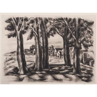 Albert Heckman (American, 1893-1971): Deserted Village etching signed in pencil l.r. titled in pencil l.l. framed 10 x 13.75 in. (plate) 17.5 x 21.5 in. (frame)