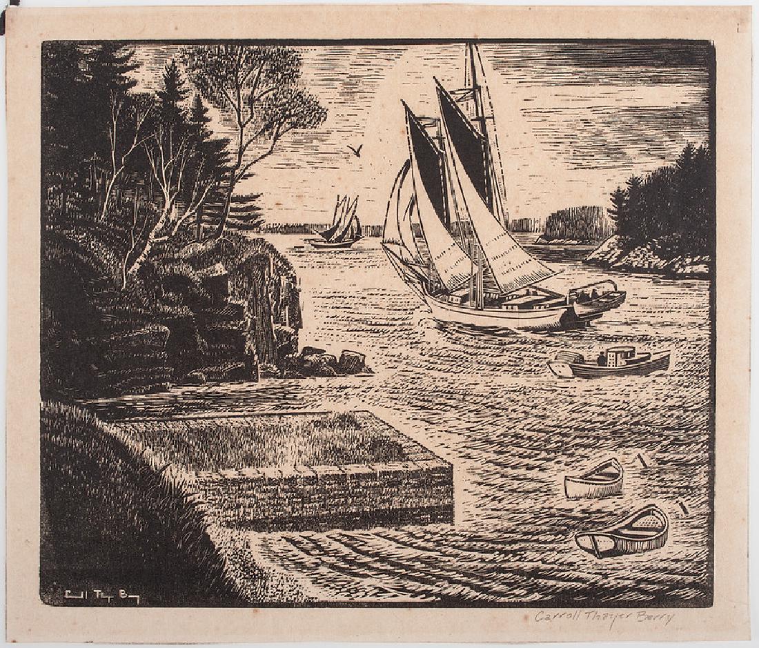 Carroll Thayer Berry (American, 1886-1978): Lake Scene woodcut signed in plate l.l. signed in pencil l.r. unframed 10 x 12 in. (plate)