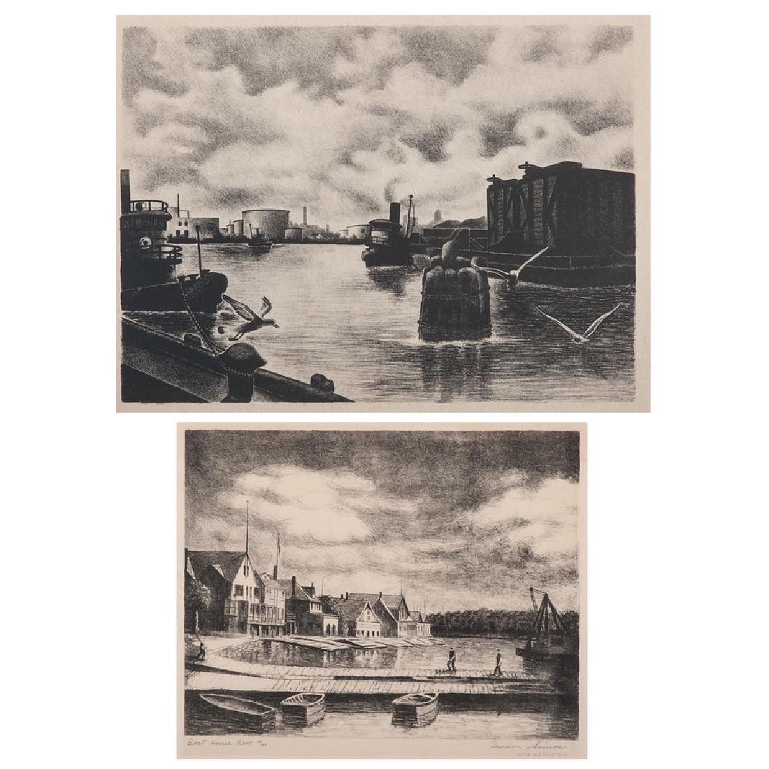 Isadore Simon (American, 20th century): Boat House Row lithograph signed l.r. titled and numbered 19/40 l.l. inscribed in pencil WPA Art Program l.r. framed 10.5 x 13.25 in. (plate) 19.5 x