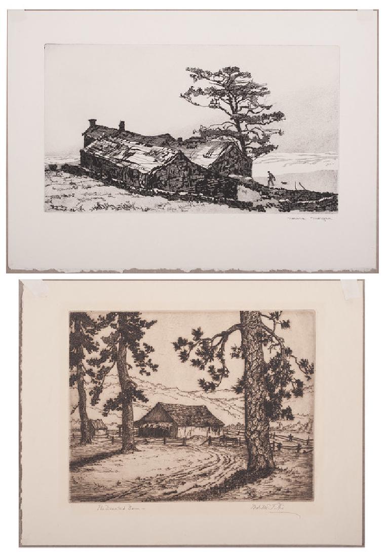Melville Thomas Wire (American, 1877-1966) Etching and: The Deserted Barn signed Melville T. Wire in pencil l.r. titled in pencil l.l. unframed (matted) 12 x 16 in. (sheet) Moor Lodge engraving si