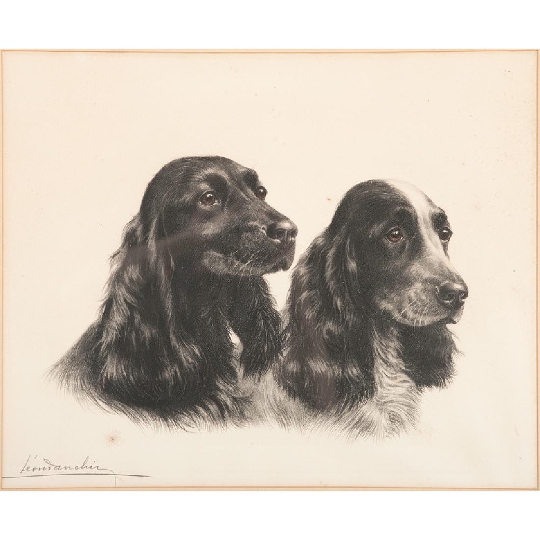 Leon Danchin (French, 1887-1938): Spaniels lithograph signed l.r. framed 15.5 x 19 in. (sight)