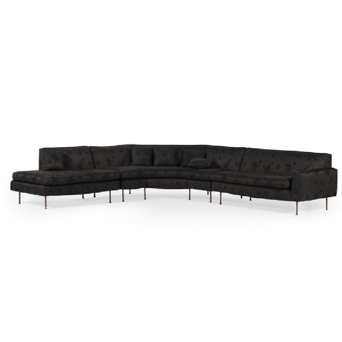 Mid-Century Modern Sectional, attr. to Harvey Probber: American, 20th century. A three-piece sectional sofa, likely by Harvey Probber; ht. 30, dp. 33,Â lg. 112 x 122 in. (assembled), left section lg. 48, center section diagonal lg. 94, right section lg