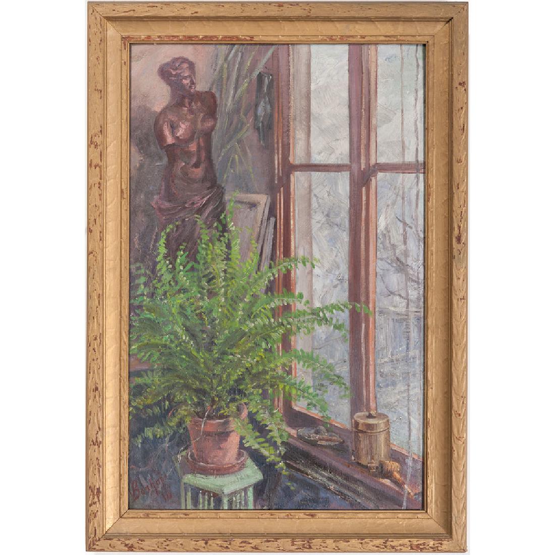 Valentine "Val" Bonhajo (Cincinnati, 1855-1934), Oil: My Studio oil on board signed and dated 16 l.l. framed 27.75 x 17.5 in. (sight) 32.75 x 22.5 in. (frame) Born in Germany, Bonhajo was active in Cincinnati, where he s