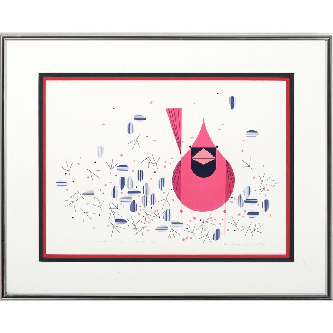Charley Harper (Cincinnati, 1922-2007), Serigraph: Cardinal Close-Up serigraph signed in pencil l.r. titled in pencil l.l. framed and matted 10.5 x 14.5 in. (sight) 16.25 x 20.25 in. (frame) Harper was born in Fren