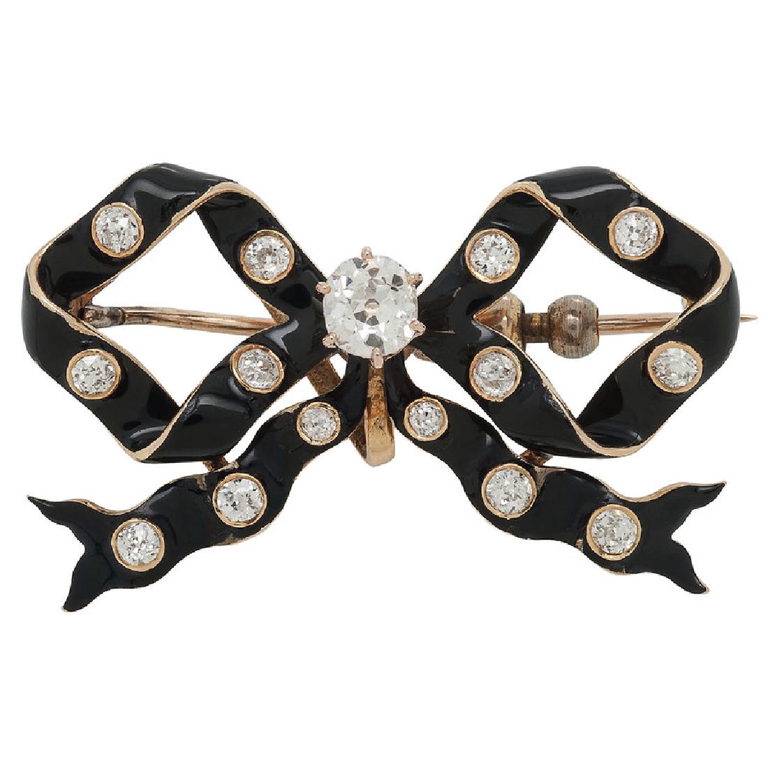 14 Karat Gold Victorian Diamond Bow Brooch (1 of 3)