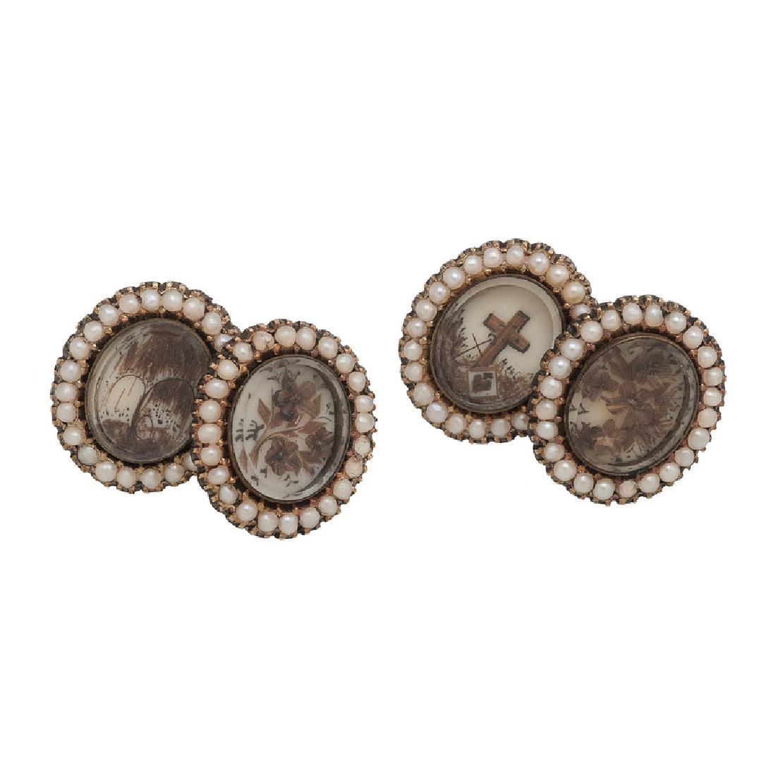 Gold Filled Victorian Hairwork Mourning Cufflinks (1 of 3)