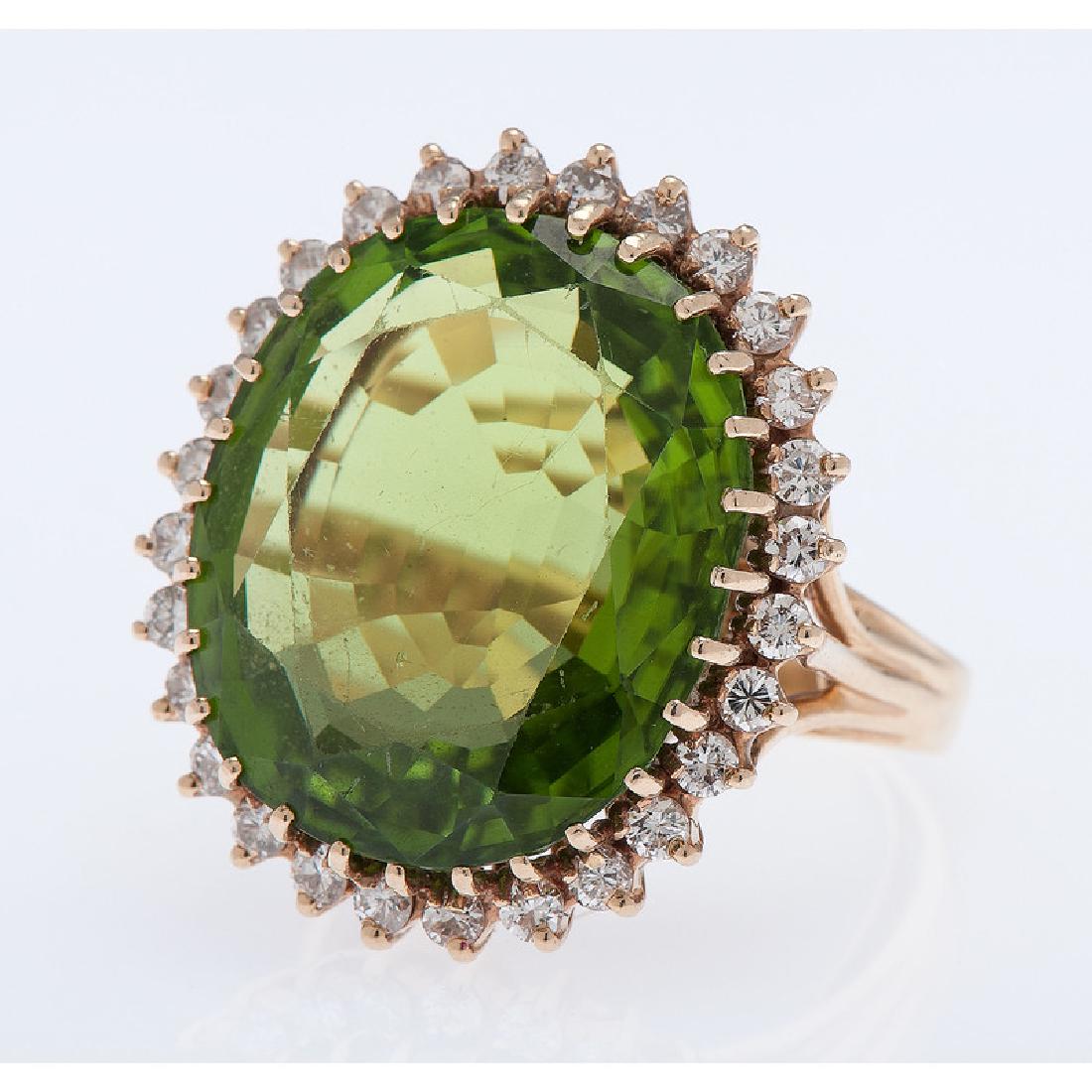 14 Karat Yellow Gold Peridot and Diamond Ring (1 of 3)