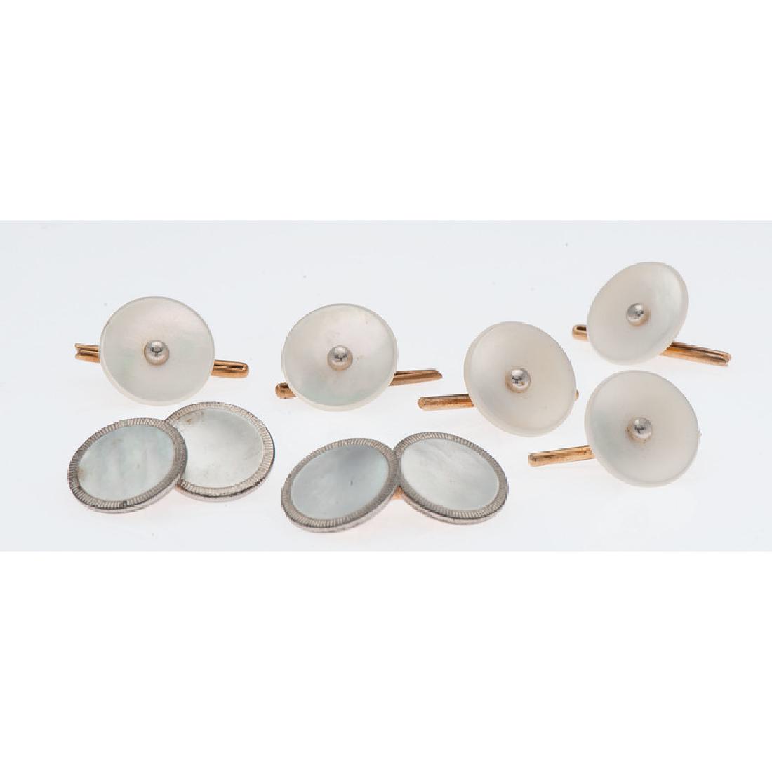 14 Karat Yellow Gold Mother of Pearl Shirt Studs PLUS (1 of 3)