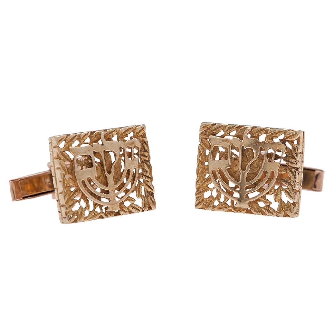 14 Karat Yellow Gold Menorah Cufflinks (1 of 3)