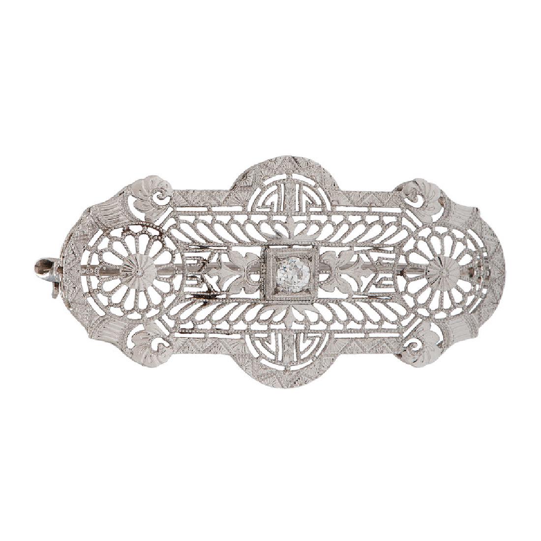14 Karat White Gold Edwardian Diamond Brooch (1 of 2)