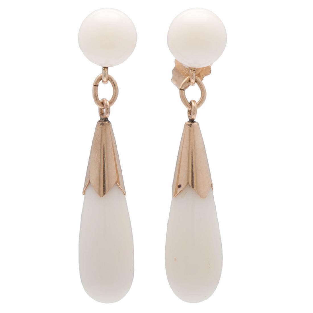 10 Karat Yellow Gold Coral Earrings (1 of 2)