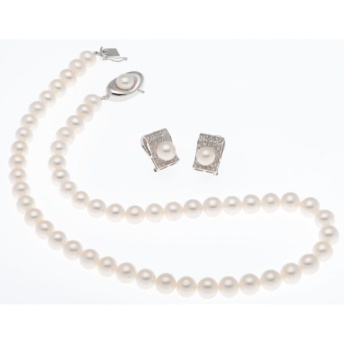 14 Karat White Gold Cultured Pearl Necklace and (1 of 3)