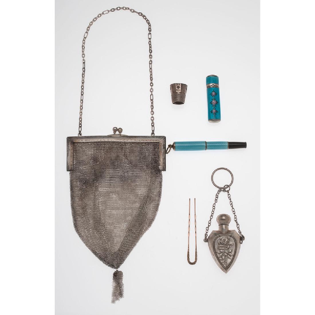 Whiting & Davis Silver Mesh Handbag PLUS Accessories (1 of 2)