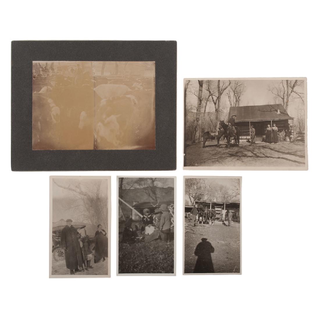 Photographs of William F. Cody and his Family at their: Lot of 40 photographs of William F. Cody and his family at leisure at their various cabins and ranches near Wyoming, primarily the TE Ranch. Only 5 photographs include Cody himself, including a 5 x 7 