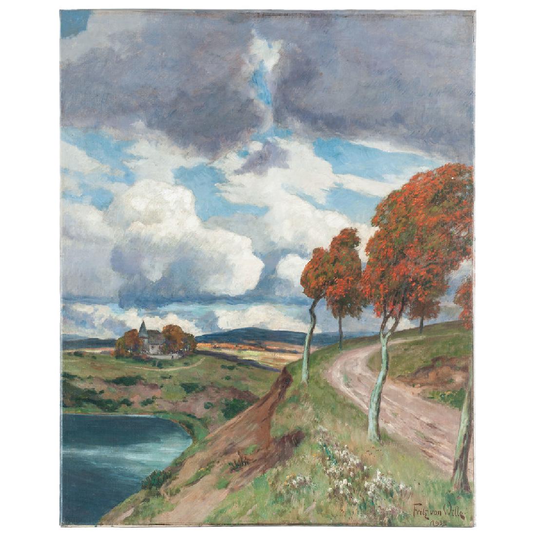 Fritz Von Wille (German, 1860-1941): Rural Scene oil on canvas signed l.r. unframed 39 x 31 in. (canvas)