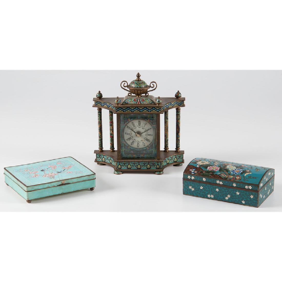 Chinese Enameled Boxes and Enamel Clock (1 of 8)