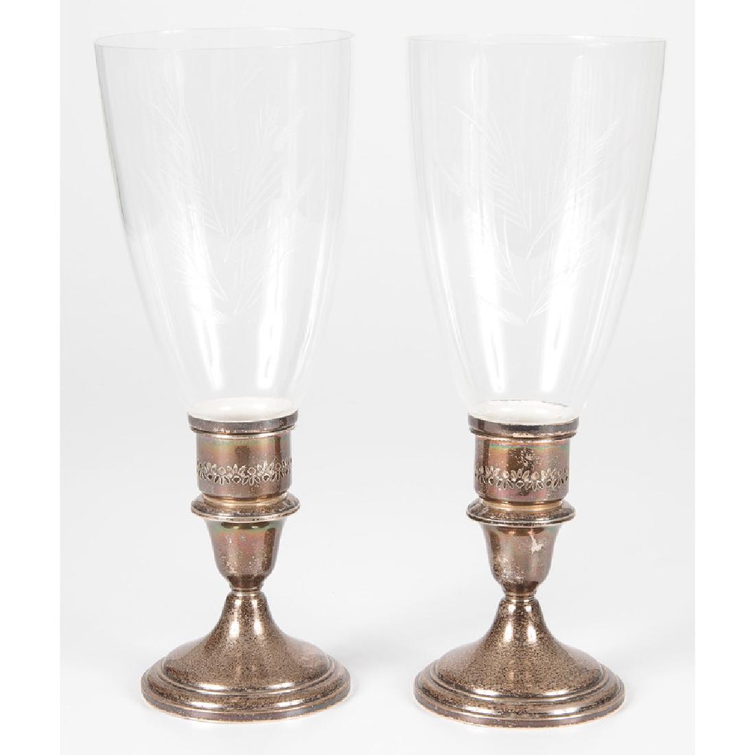 Alvin Sterling Candlesticks with Hurricane Shades (1 of 3)