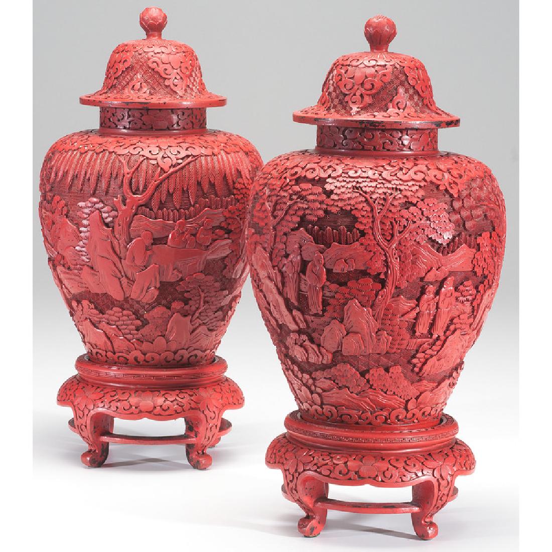 Pair of Cinnabar Ginger Jars (1 of 5)