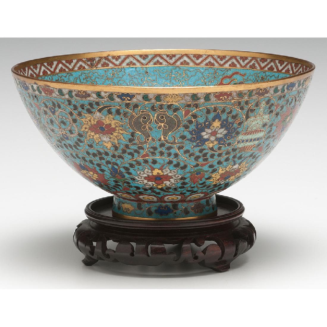 Chinese Cloisonne Bowl with Buddhist Theme (1 of 4)