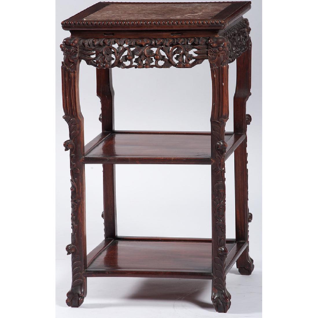 Chinese Carved Hardwood Tea Table (1 of 6)