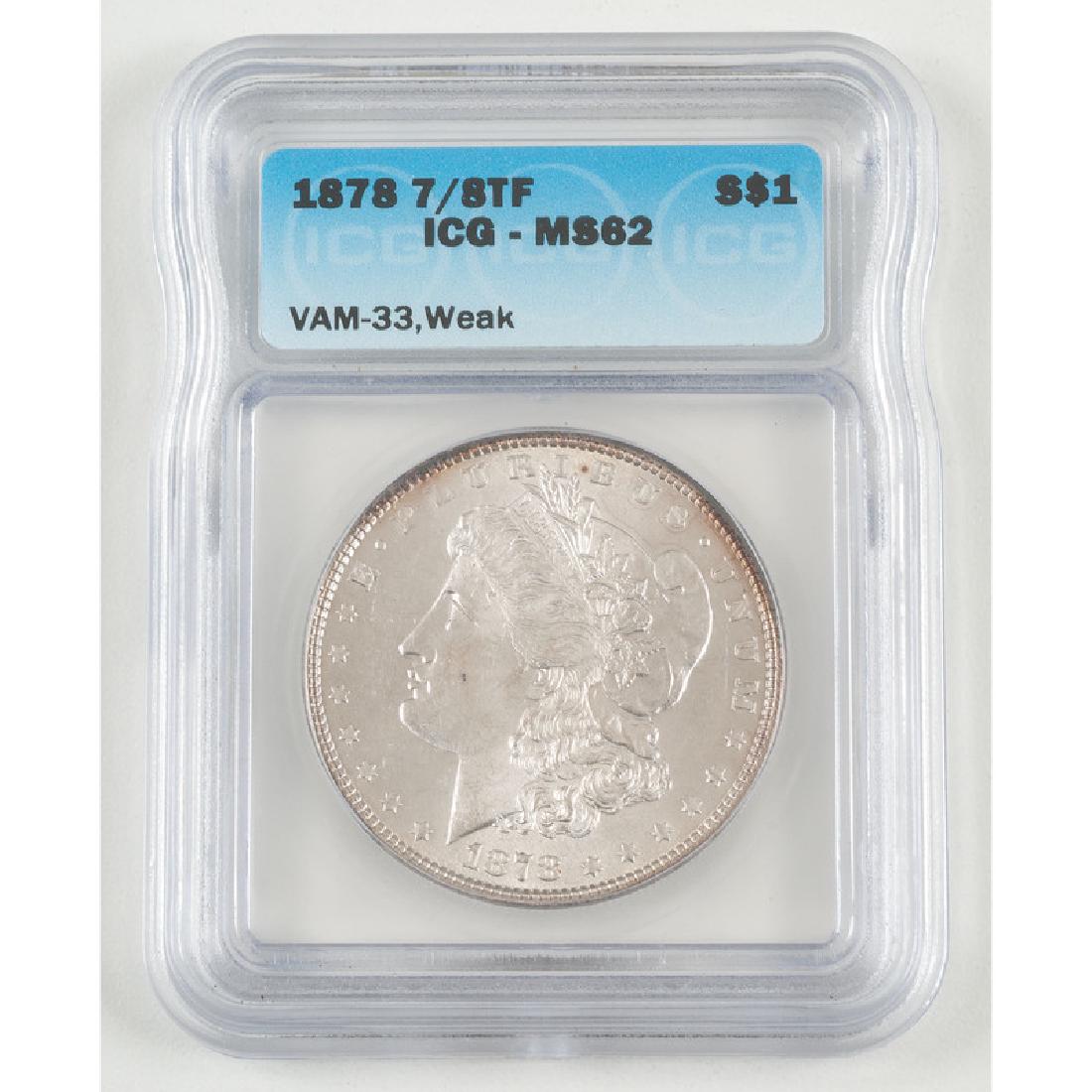 United States Morgan Silver Dollar 1878 7/8TF, ICG MS62 (1 of 2)