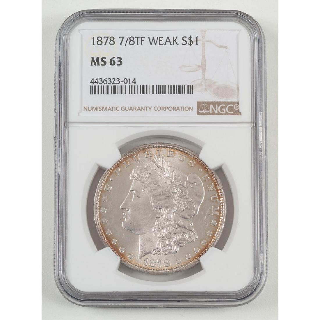 United States Morgan Silver Dollar 1878 7/8TF, NGC MS63 (1 of 2)