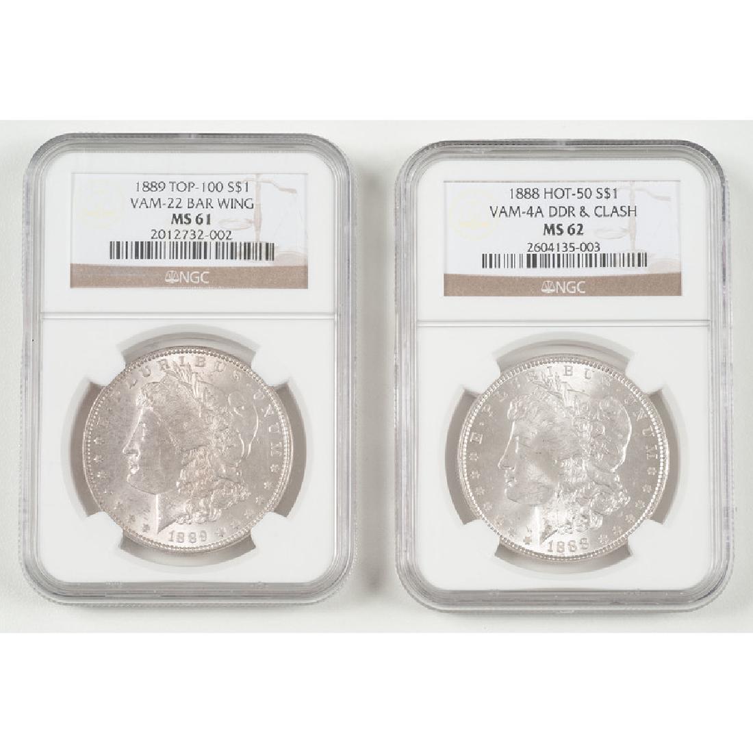 United States Morgan Silver Dollars 1888 NGC MS62, 1889 (1 of 2)