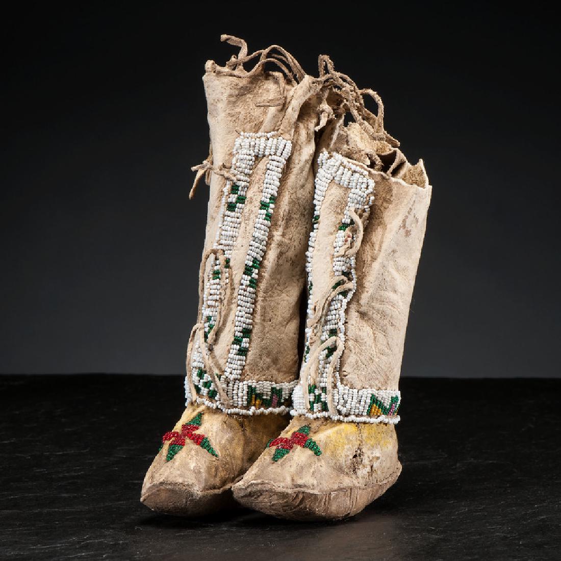 Sioux Child's Beaded Hide Hightop Moccasins, Collected (1 of 6)