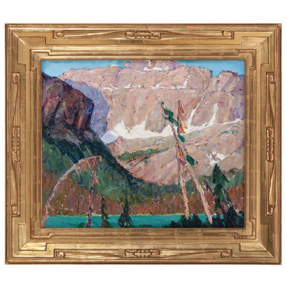 Nellie A. Knopf (American, 1875-1962) Oil on Canvas: The Great Cirque signed center, titled on reverse (sight) 19.5 in. x 23 in., (framed) 28 in. x 31. 5 in.