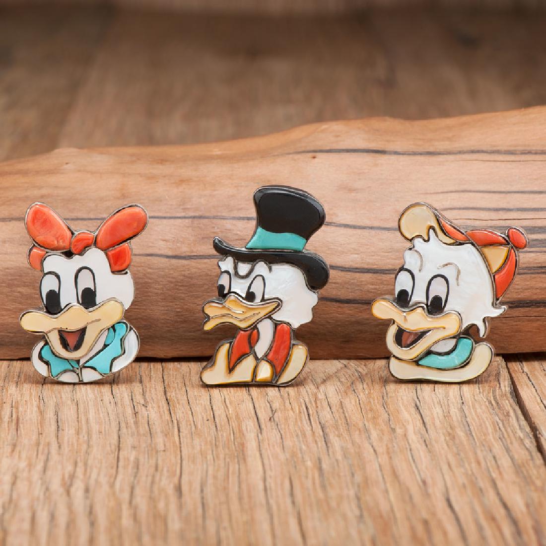 Zuni Silver Rings with Mosaic Inlay Scrooge, Daisy, and (1 of 3)