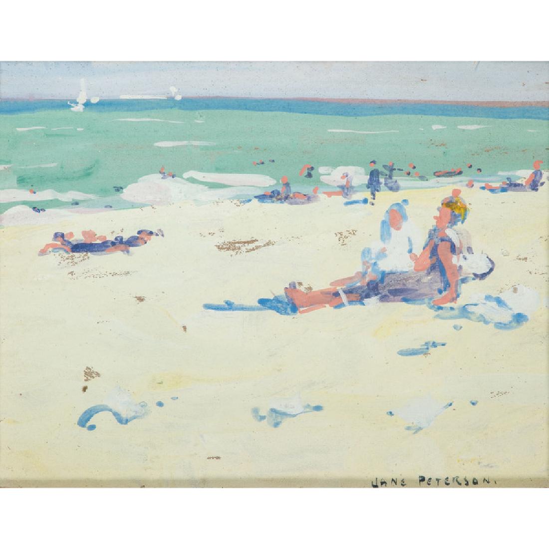 Jane Peterson (American, 1876-1965): Beach Scene gouache on paper signed l.r. framed 7.5 x 9.5 in. (sight) 15 x 17 in. (frame)