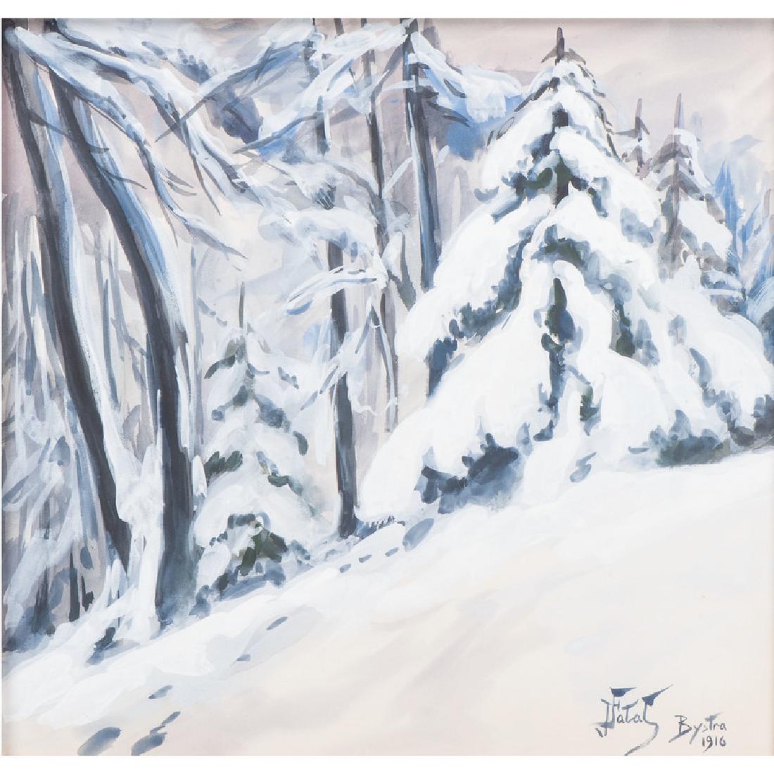 Julian Falat (Polish, 1853-1929): Bystra gouache on board signed, titled and dated 1916 l.r. framed 18.25 x 19.25 in. (sight) 22.5 x 23.5 in. (frame)