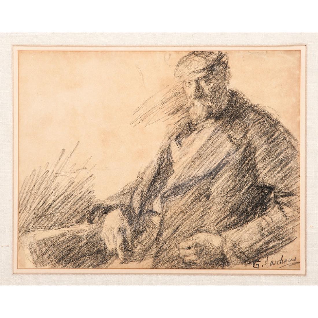 Glenn Cooper Henshaw (American, 1885-1946): Charcoal Portrait of a Man, Possibly T. C. Steele charcoal on paper signed l.r framed 10 x 12 in. (sight) 16.5 x 19 in. (frame)