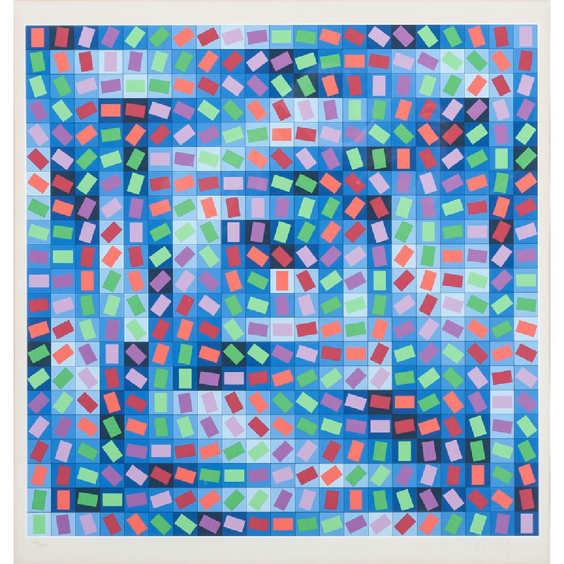 Victor Vasarely (French-Hungarian, 1906-1997): Untitled serigraph signed l.r., numbered 129/250 l.l. framed 32.25 x 34.25 in. (frame) 24.5 x 24.5 in. (plate)