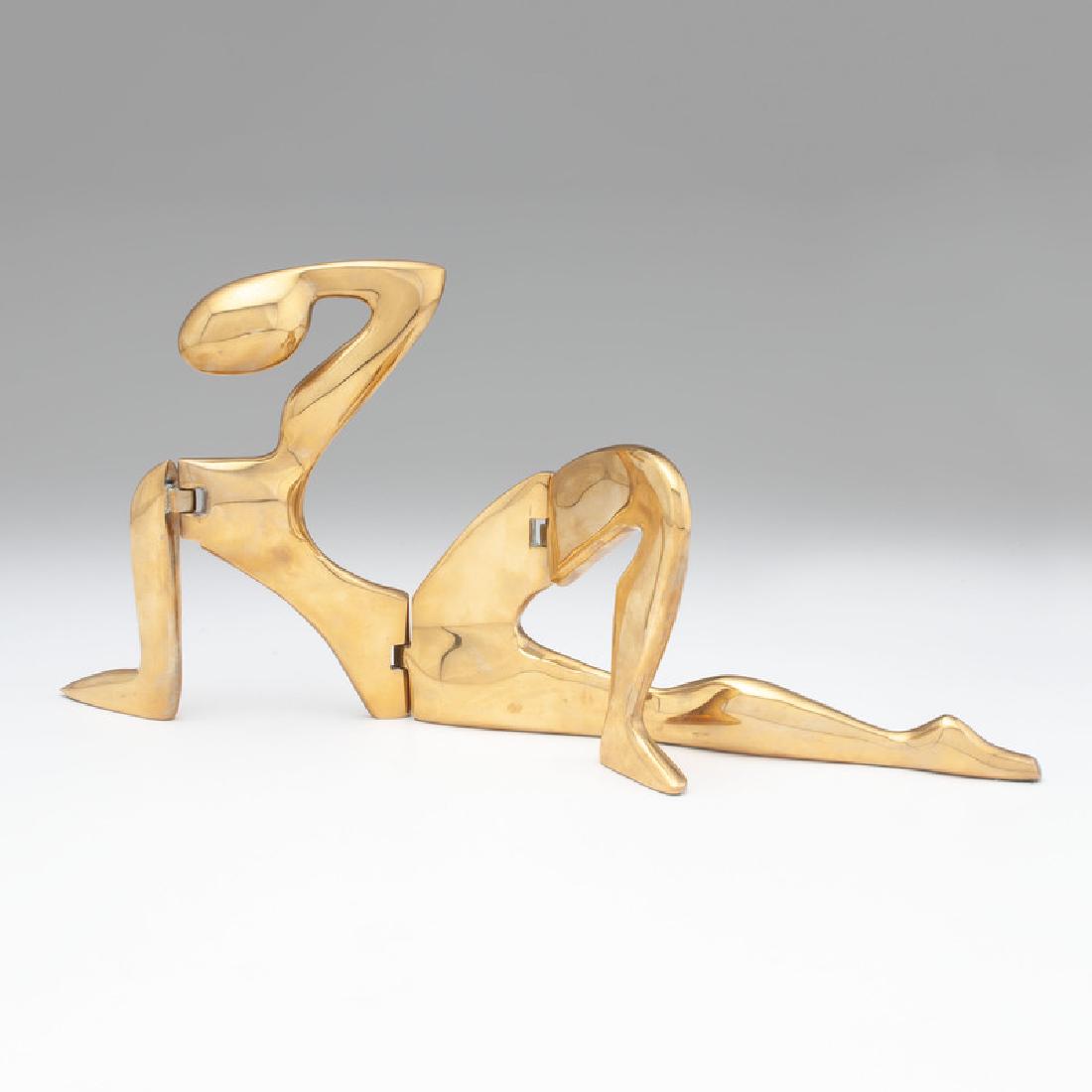 Arlene Eichengreen and Nancy Ginsburg (American, 20th: Untitled (Reclining Figure) bronze signed and numbered on bottom ht. 9.5, wd. 19, dp. 5.5 in.