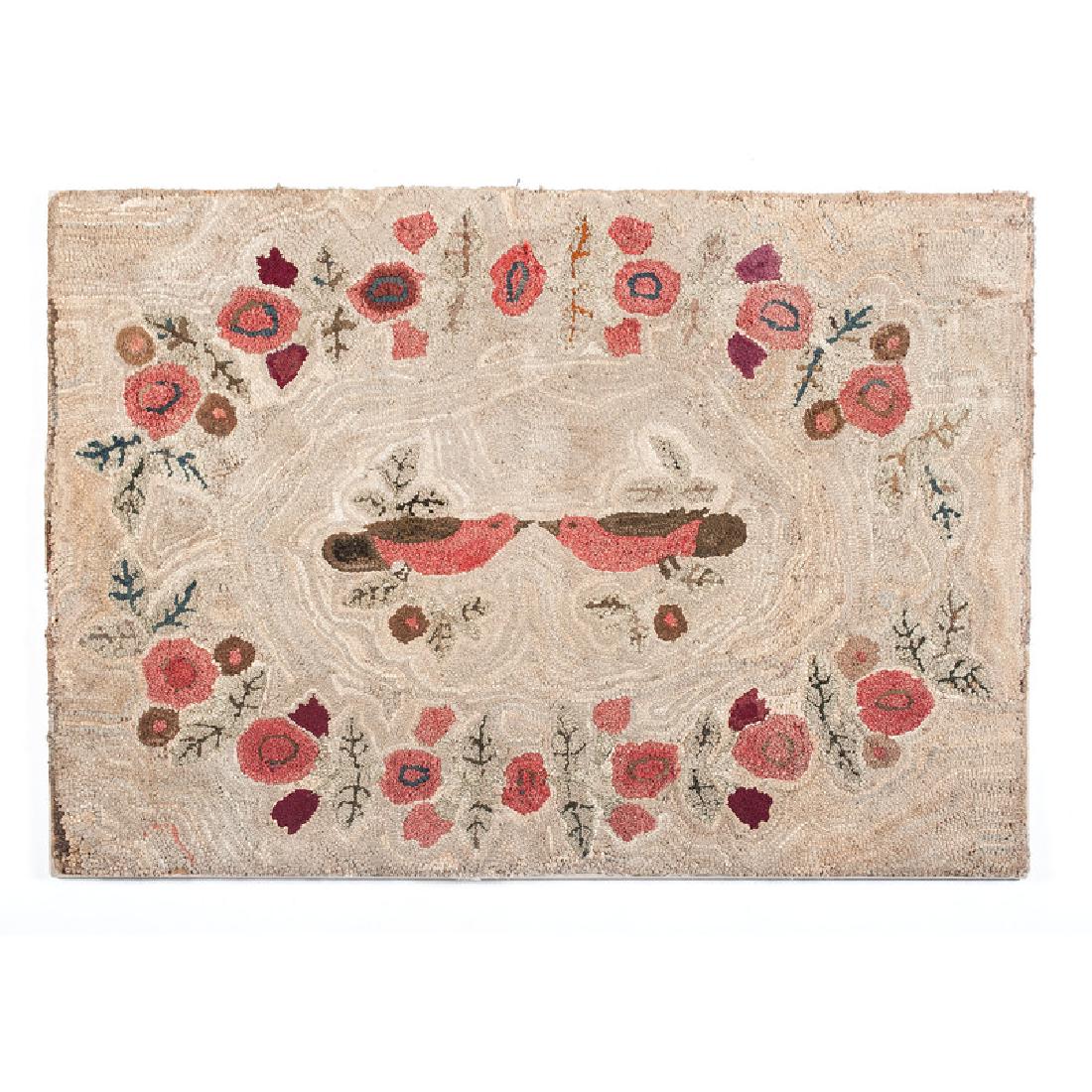 Hooked Rug with Lovebirds (1 of 1)