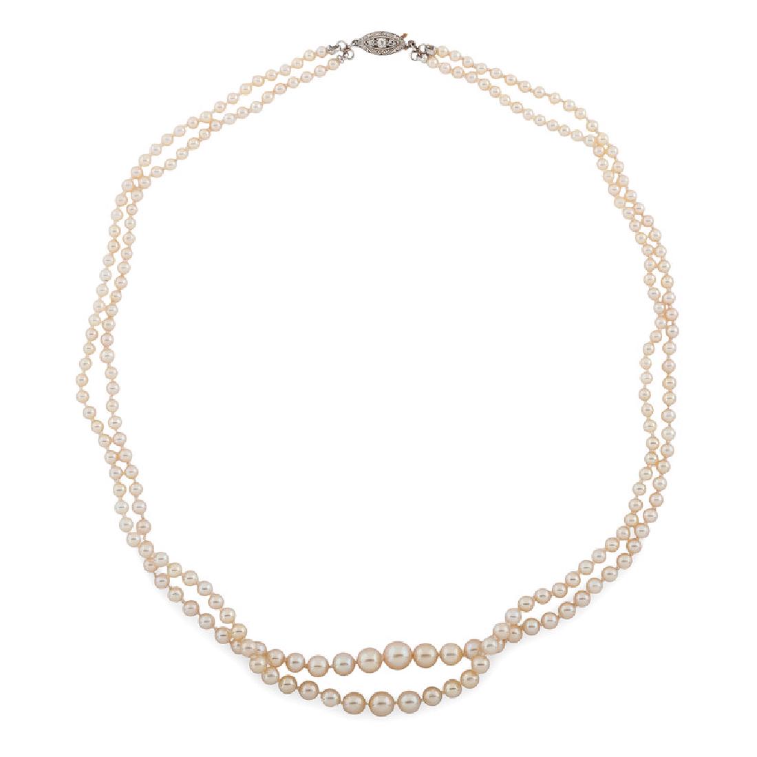 GIA Certified Double Strand Natural Pearl Necklace (1 of 4)