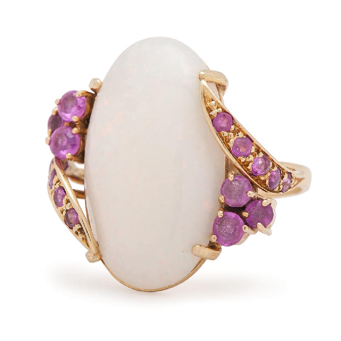 18 Karat Gold Opal and Pink Sapphire Ring (1 of 4)