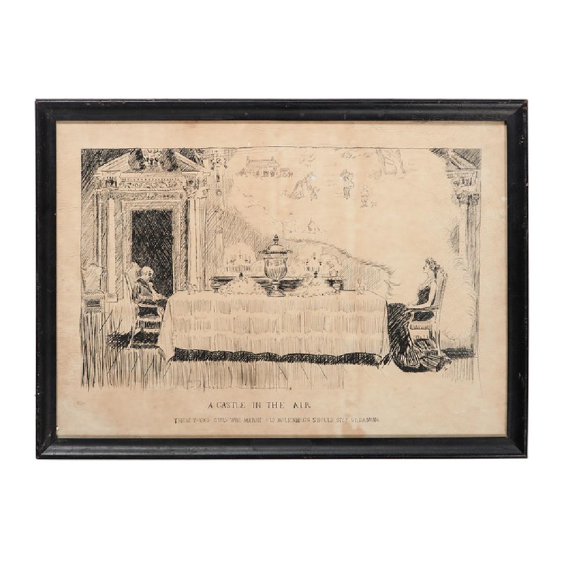 Charles Dana Gibson (American, 1867-1944): A Castle in the Air pen and ink on paper framed signed l.c. 14.5 x 21 in. (sight) 17 x 23 in. (frame)