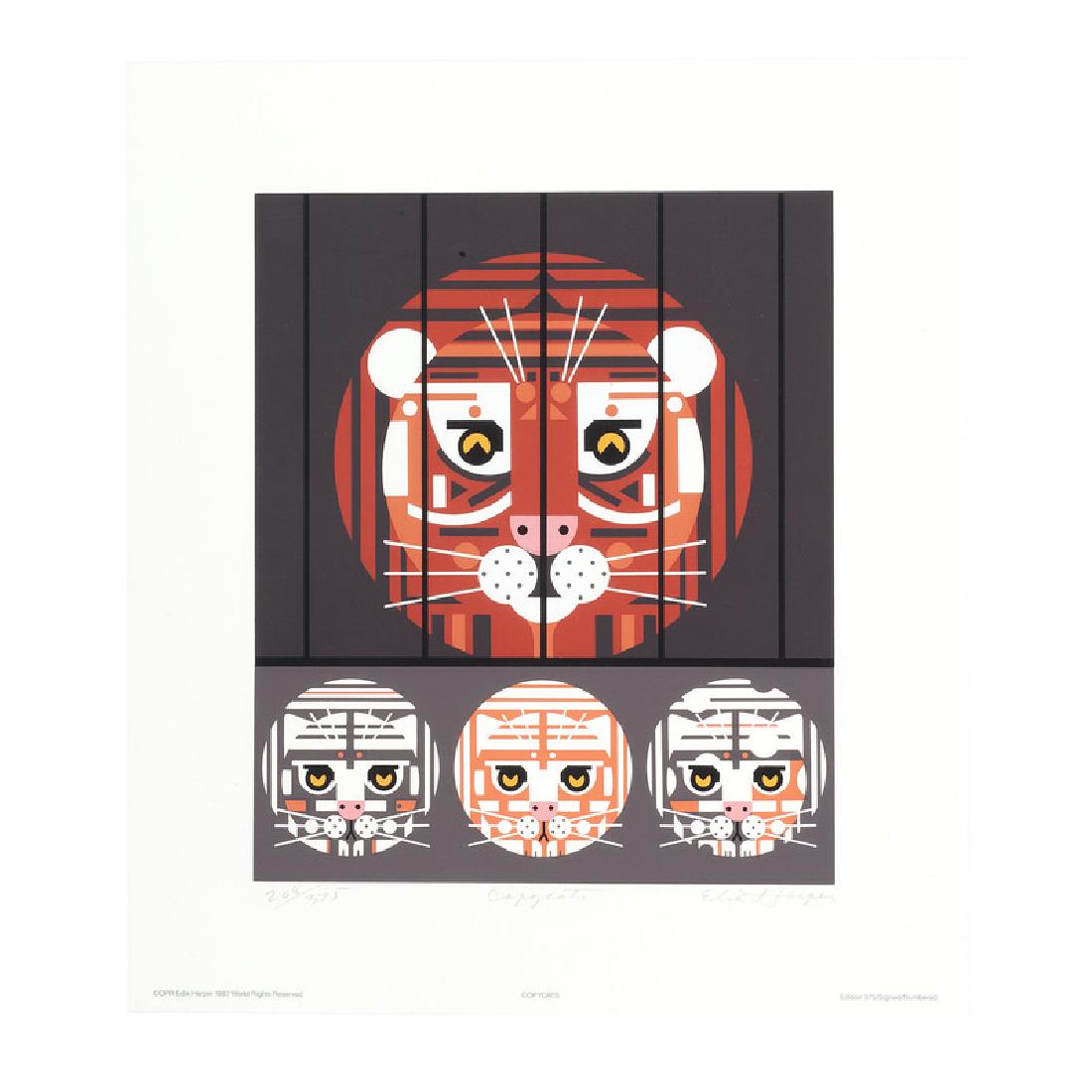Edie Harper (American, 1922-2010): Copycat color silkscreen signed l.r. titled l.c. numbered 208/375 l.l. unframed 10.5 x 8.75 in. (image), 14.5 x 12.75 in. (sheet)