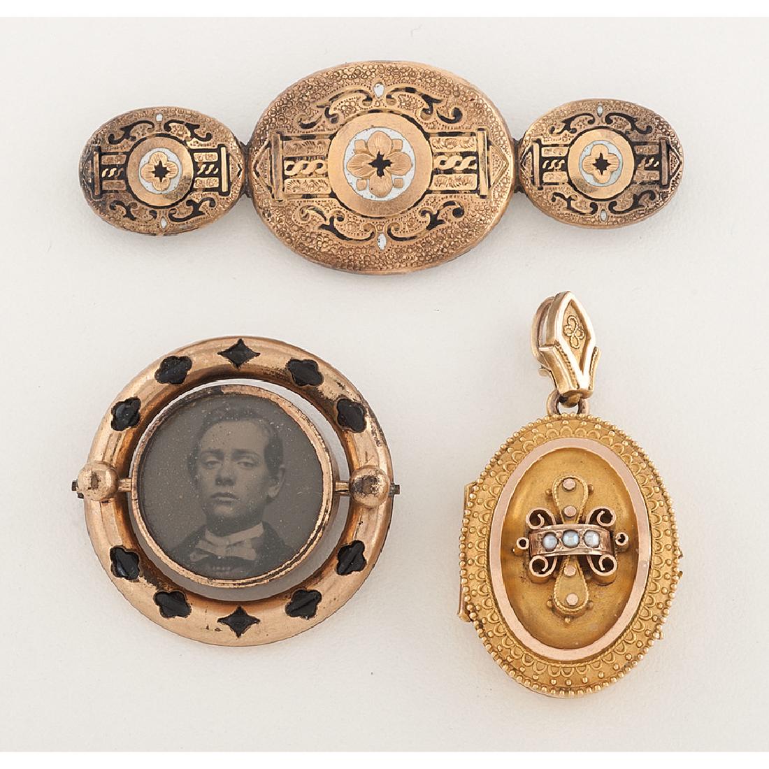 Gold Filled Victorian Mourning Jewelry, Lot of Three (1 of 3)